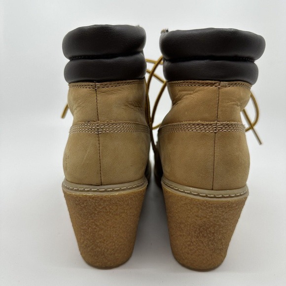 TIMBERLAND EARTHKEEPERS Womens 9.5 AMSTON WEDGE BOOTIE Lace Up Tan - Picture 8 of 10